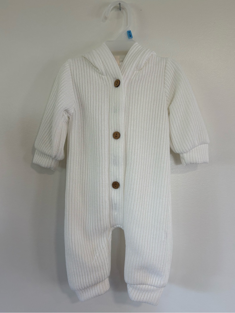 Baby Cream Knit Hooded Pom Pom Romper 3-6M NWOT
